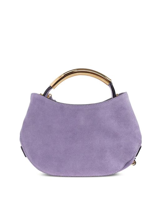 Moschino Purple Handle-Me Curved Suede Tote Bag