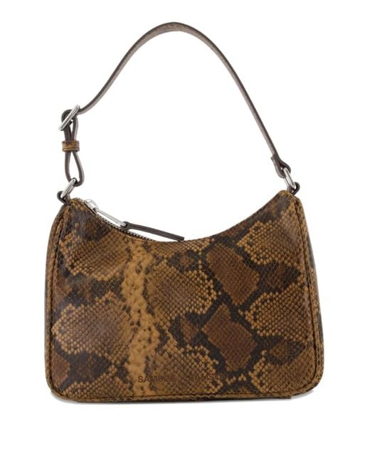 Samsøe & Samsøe Brown Sacima Snakeskin-Effect Shoulder Bag
