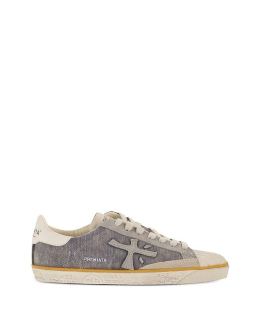 Premiata White Steven 8050 Logo-Patch Sneakers for men