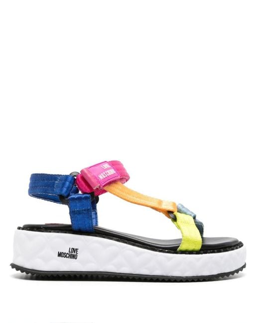 Love Moschino Blue 55mm Strappy Wedge Sandals