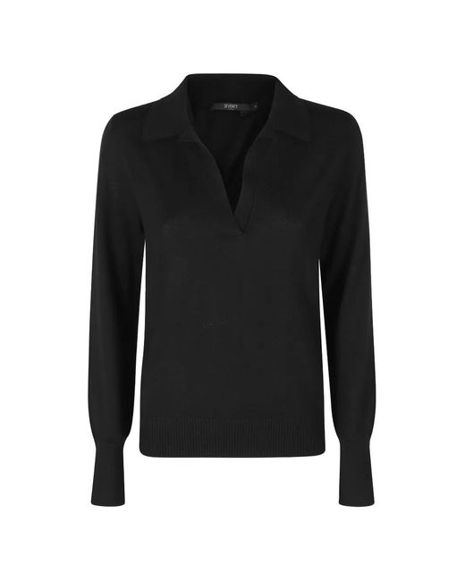 Seventy Black V-Neck Spread-Collar Sweater