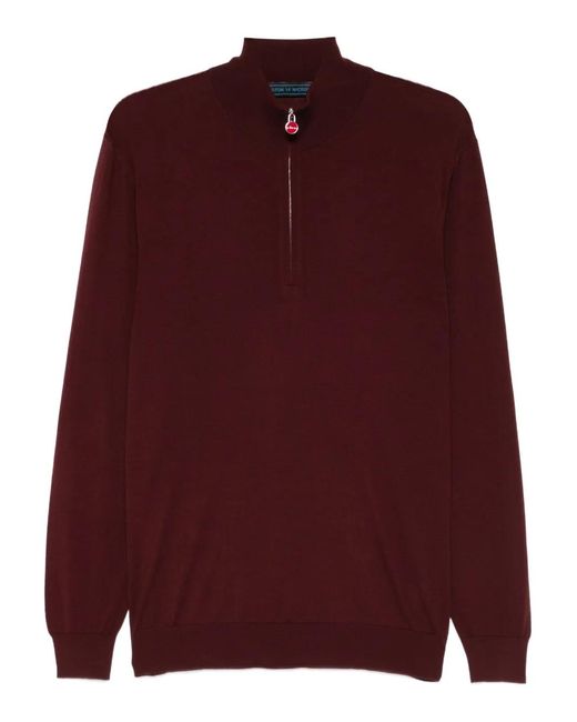 Kiton Red Mock-Neck Sweater for men