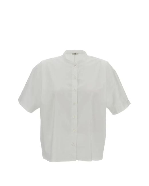 #MSM White Grandad-Collar Kimono-Shoulder Shirt