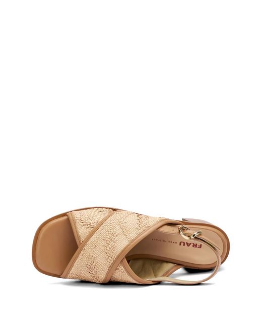Frau Natural Herringbone-Effect Crossover-Strap Sandals