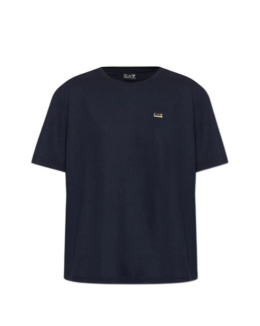 EA7 Blue Logo-Plaque T-Shirt