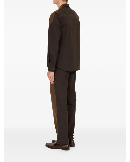 MM6 by Maison Margiela Brown Two-Tone Button-Down Patch-Pocket Shirt for men