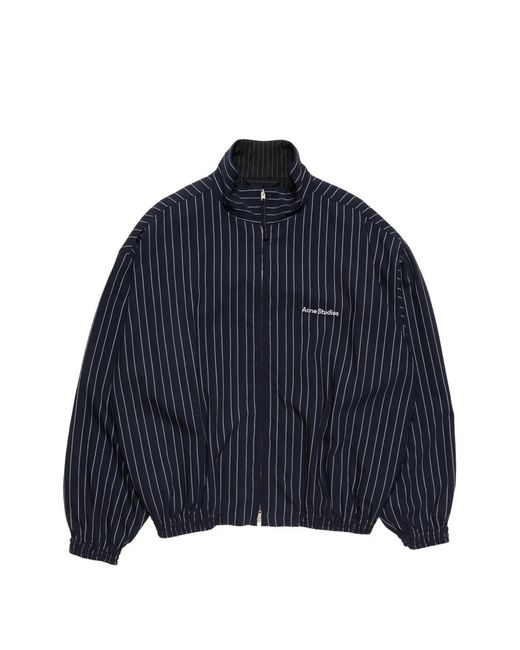 Acne Blue Pinstripe Zip Jacket