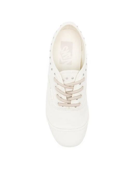 Vans White Baskets Lacées À Ornements Cloutés