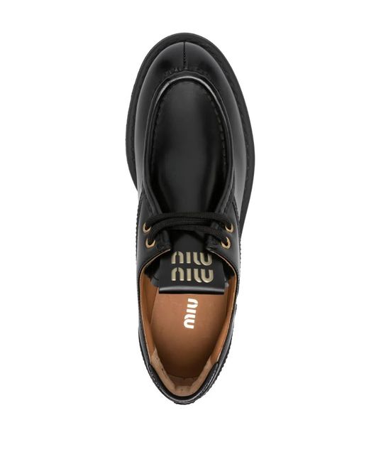 Miu Miu Black Chunky-Sole Lace-Up Shoes