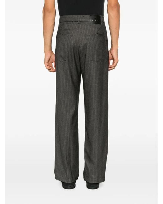 Song For The Mute Gray Stripe-Pattern Wide-Leg Trousers for men