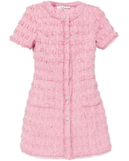 B+ AB Pink Buttoned Tweed Minidress