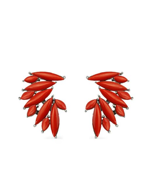 Elle Macpherson Red Leaf Embellished Earrings