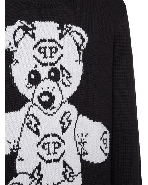 Philipp Plein Black Teddy Bear Sweater for men