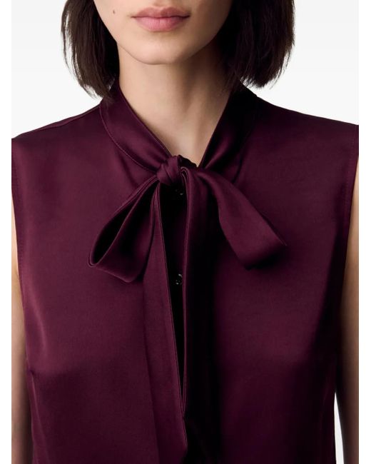 Claudie Pierlot Purple Sleeveless Bow-Neck Top