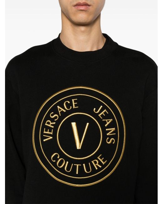 Versace Black V-emblem Embroidered Sweatshirt for men