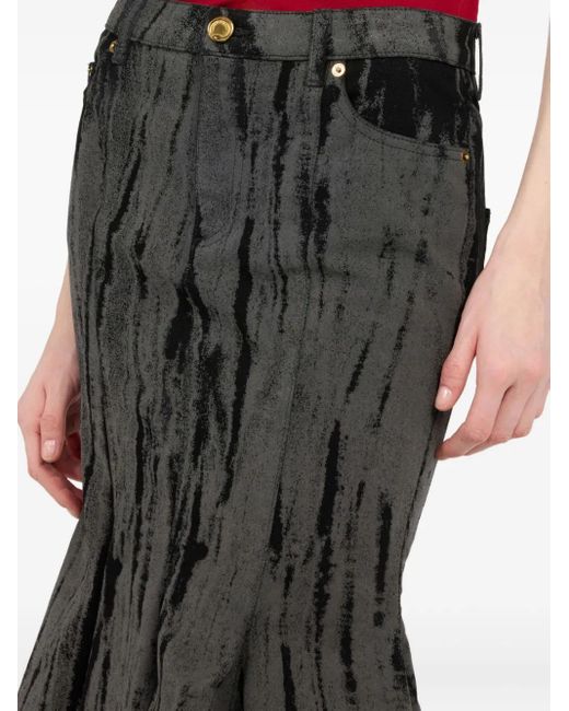 Roberto Cavalli Midi-Rok Met Gestreept Effect in het Black