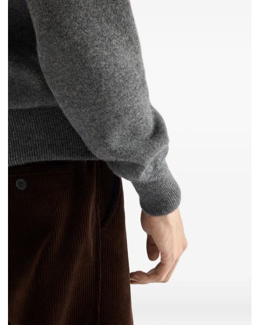 Prada Gray Intarsia-Logo Raglan Sweater for men