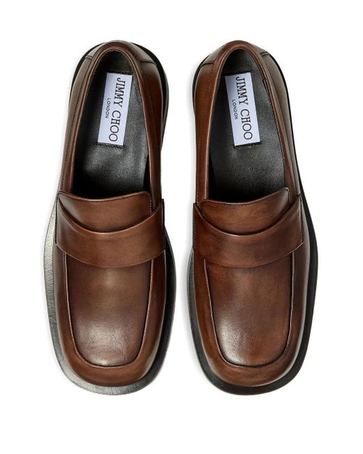 Jimmy Choo Brown Buff Leather Loafers for men