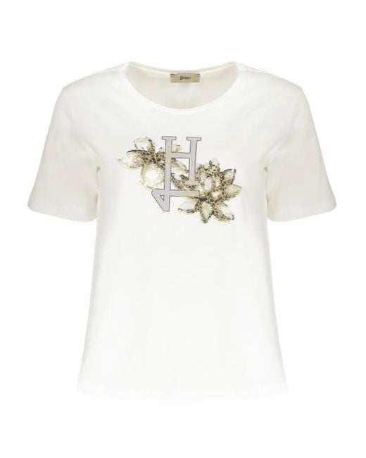 Herno T-Shirt Met Bloemenprint in het White