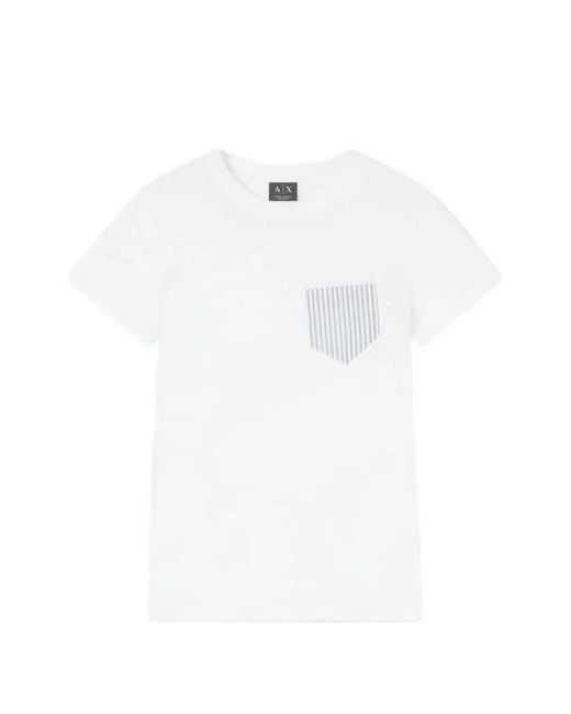 ARMANI EXCHANGE White Striped-Pocket T-Shirt