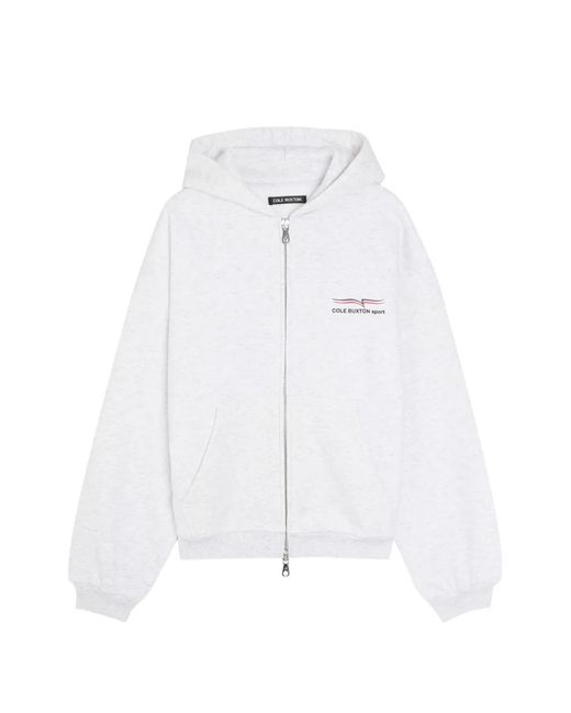 Cole Buxton White Logo-Print Zip-Up Hoodie for men