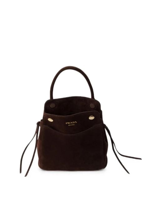 Prada Black Carry Mini Suede Handbag