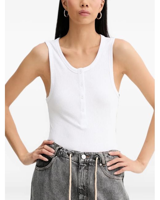 Munthe Gray Buttoned Ribbed Top