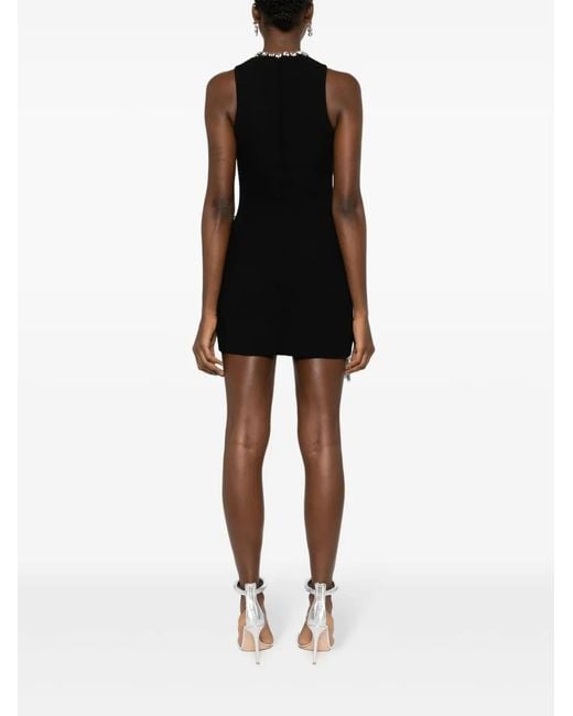David Koma Black Ruffle-Hem Asymmetric Minidress