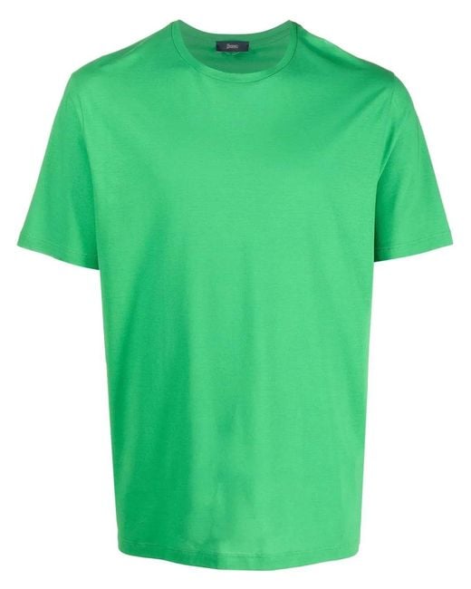 Herno Green Crew-Neck Cotton T-Shirt for men