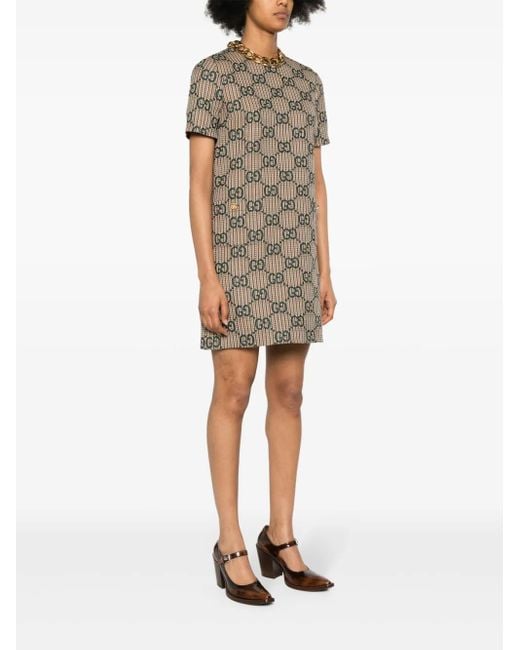 ワンピース GUCCI GG WOOL JACQUARD MINI DRESS GG wool-blend jacquard minidress in black - Gucci | Mytheresa