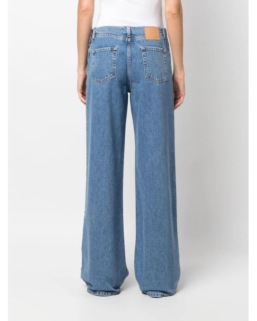 Magda Butrym Blue Logo-Patch Wide-Leg Jeans