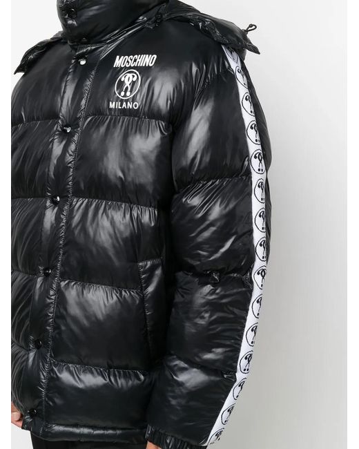 Moschino Black Padded Hooded Coat for men