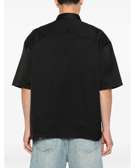 RETERNITY Black Embroidered Short-Sleeve Shirt for men