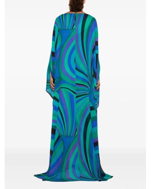 Abito Lungo Con Stampa di Emilio Pucci in Blue