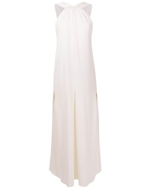 Robe longue à encolure arrondie Olympiah en coloris White