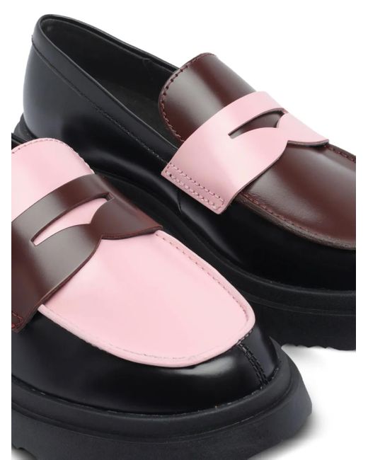 Camper Black Twins Two-Tone Penny Loafers