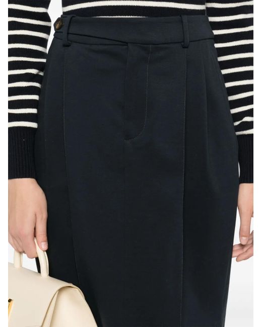 Brunello Cucinelli Black Pleat-Detailing Pencil Skirt