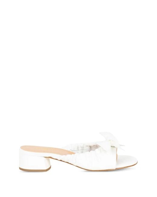 Status White Bow-Detail Heeled Sandals