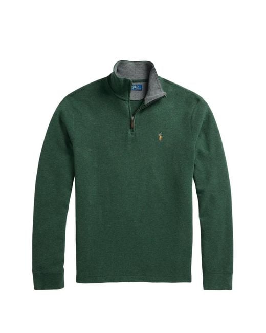 Polo Ralph Lauren Green Logo-Embroidered Quarter-Zip Sweater for men