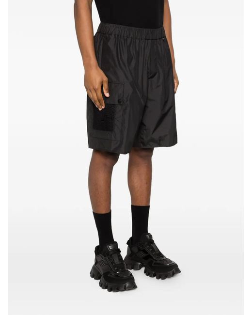 Moncler Black Logo-Patch Cargo Shorts for men