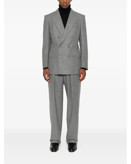 Tom Ford Gray Pleated-Front Trousers for men