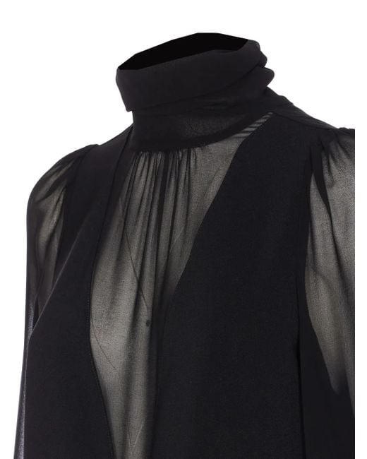 Robe Courte À Col Montant Pinko en coloris Black