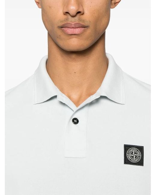 Polo À Patch Compass Stone Island pour homme en coloris White