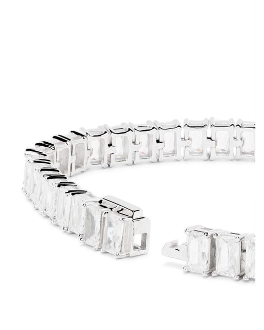 Hatton Labs White Emerald-cut Tennis-chain Bracelet for men