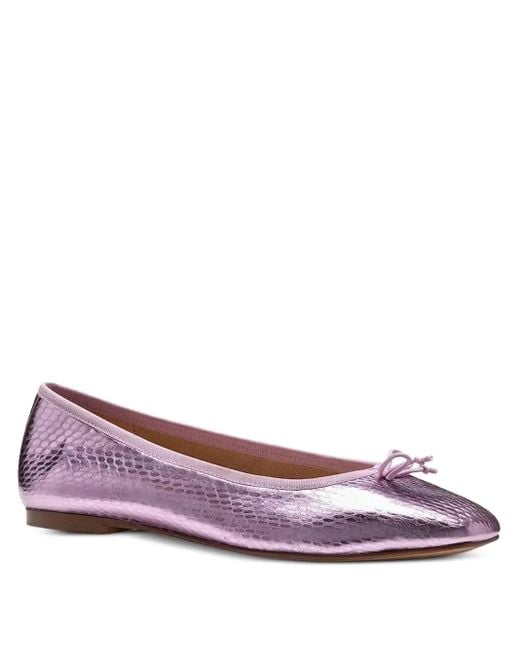 Geox Brown Metallic-Effect Snakeskin-Embossed Leather Ballet Flats