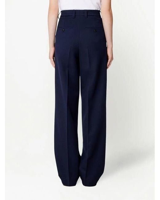 AMI Blue High Waist Wool Trousers