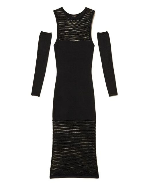 Twinset Black Robe Mi-Longue Sans Manches À Découpes