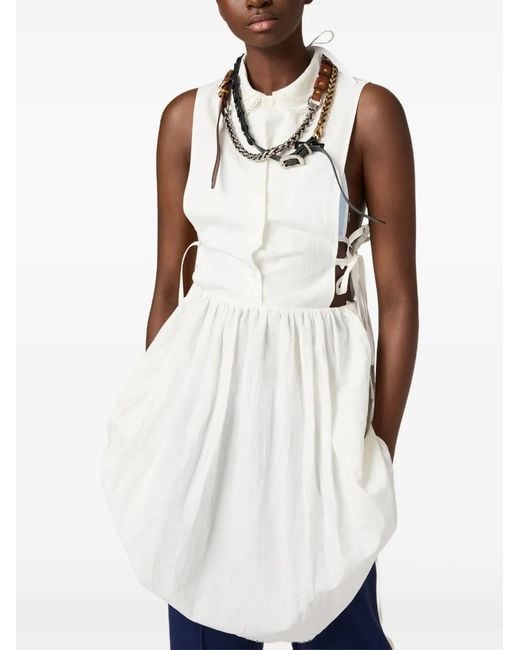 Miu Miu White Robe En Popeline