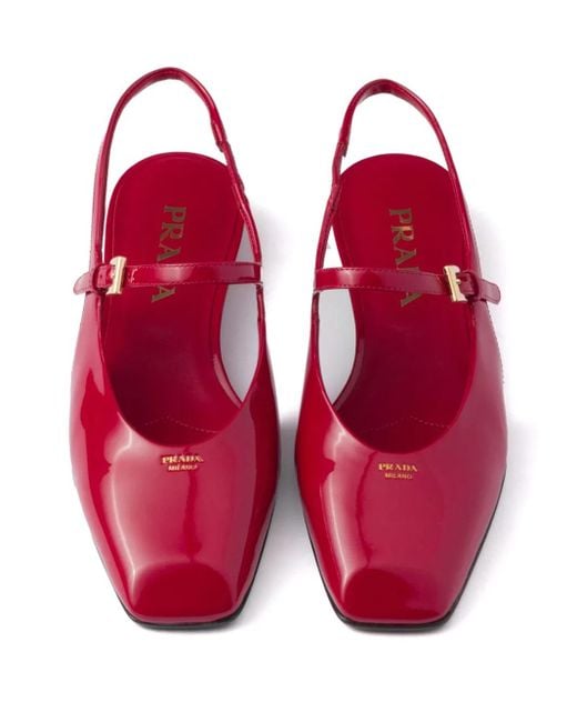 Prada Red Slingback-Ballerinas aus Leder