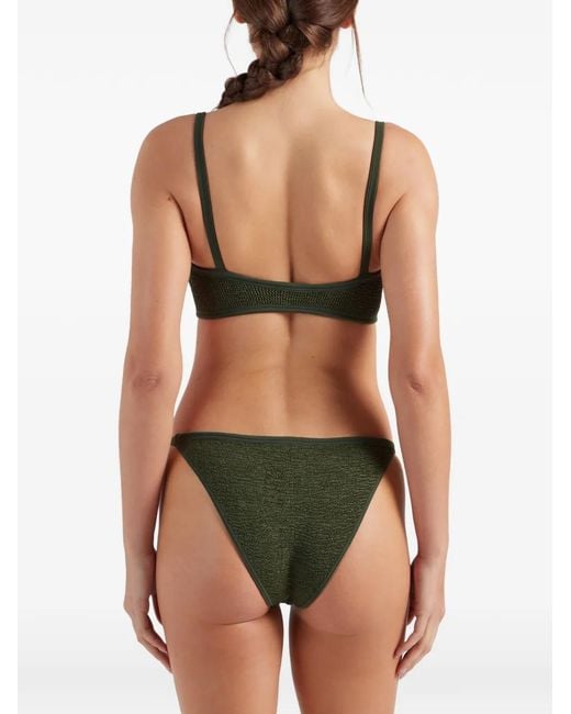 Hunza G Green Iris Crinkle-Effect Bikini